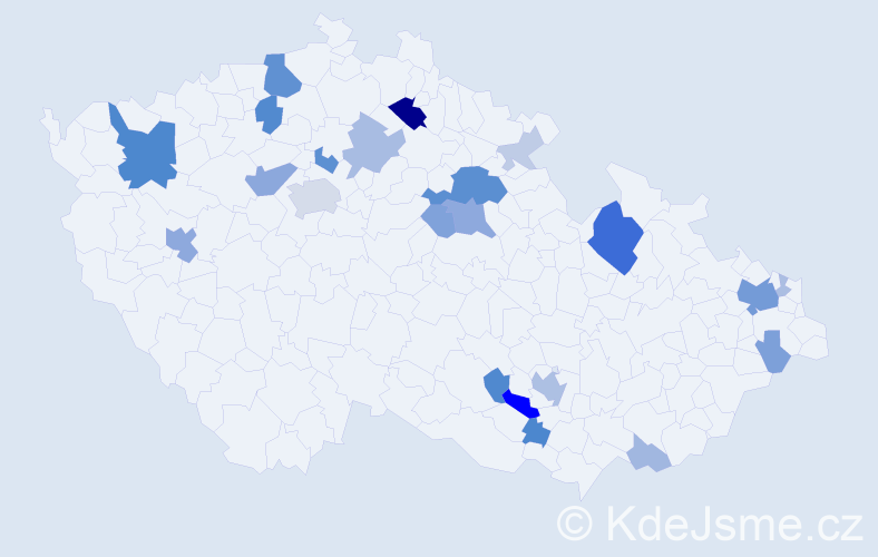 Příjmení: 'Szalay', počet výskytů 77 v celé ČR