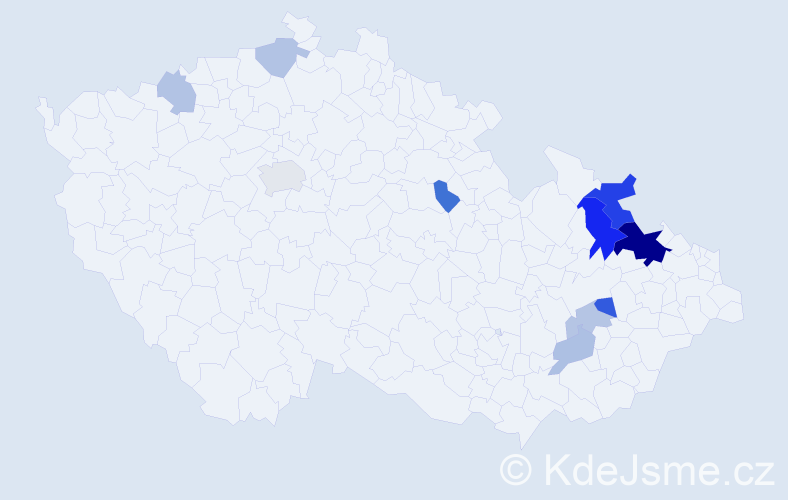 Příjmení: 'Bartkovská', počet výskytů 23 v celé ČR