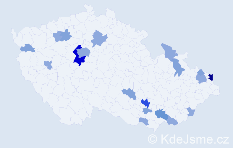 Příjmení: 'Zúbková', počet výskytů 44 v celé ČR