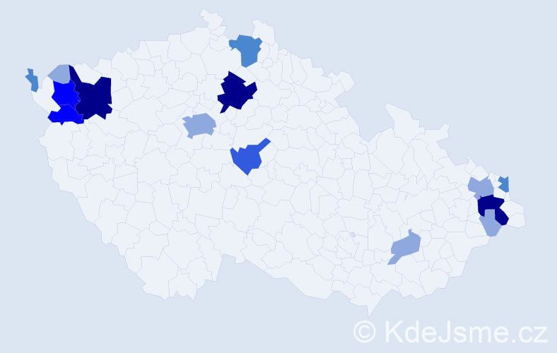Příjmení: 'Kurák', počet výskytů 37 v celé ČR