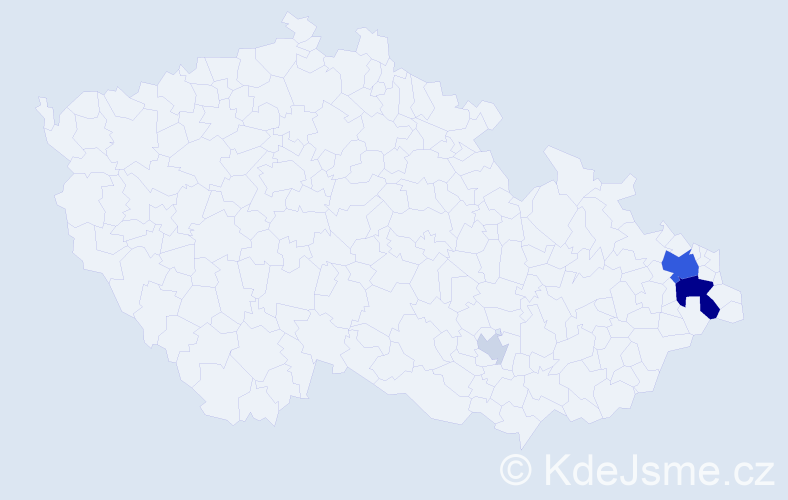 Příjmení: 'Pryček', počet výskytů 13 v celé ČR