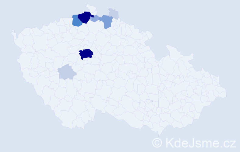 Příjmení: 'Kny', počet výskytů 34 v celé ČR
