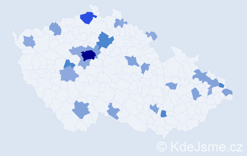 Příjmení: 'Bugár', počet výskytů 62 v celé ČR