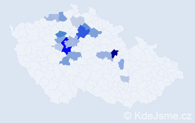 Příjmení: 'Kyndl', počet výskytů 67 v celé ČR