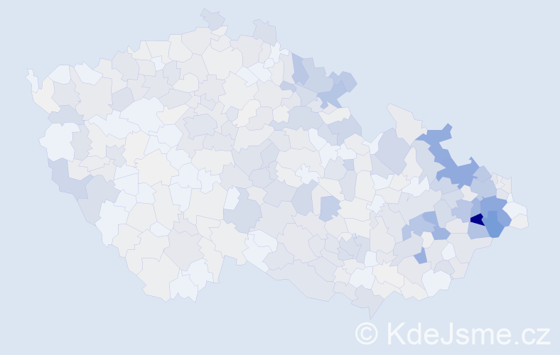 Příjmení: 'Kocián', počet výskytů 2005 v celé ČR