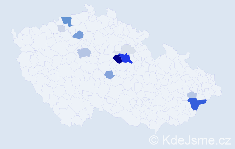 Příjmení: 'Gádžor', počet výskytů 56 v celé ČR