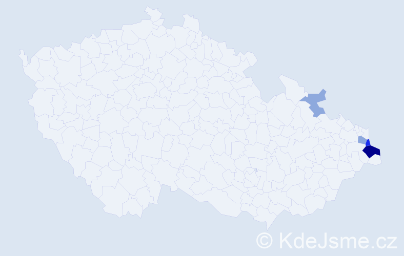Příjmení: 'Boszczyková', počet výskytů 21 v celé ČR