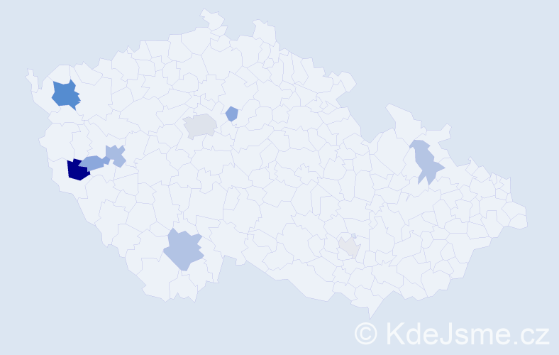 Příjmení: 'Kaiglová', počet výskytů 26 v celé ČR