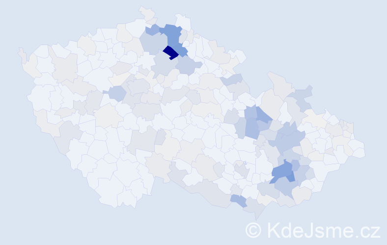 Příjmení: 'Kolomazník', počet výskytů 647 v celé ČR