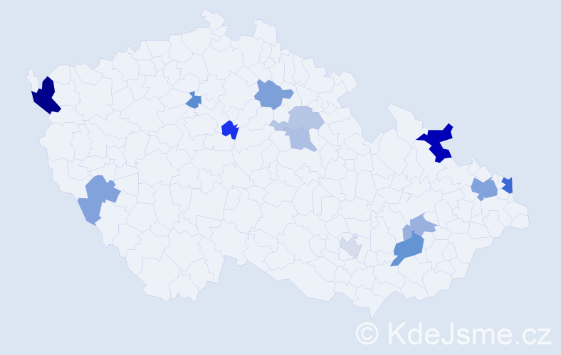 Příjmení: 'Csomor', počet výskytů 24 v celé ČR