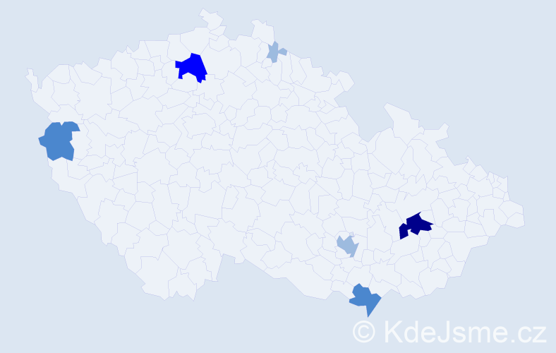 Příjmení: 'Vachálková', počet výskytů 13 v celé ČR