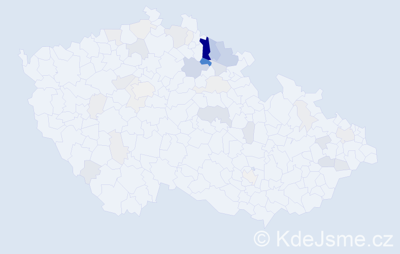 Příjmení: 'Kuřík', počet výskytů 123 v celé ČR