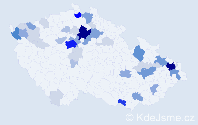Příjmení: 'Aust', počet výskytů 144 v celé ČR