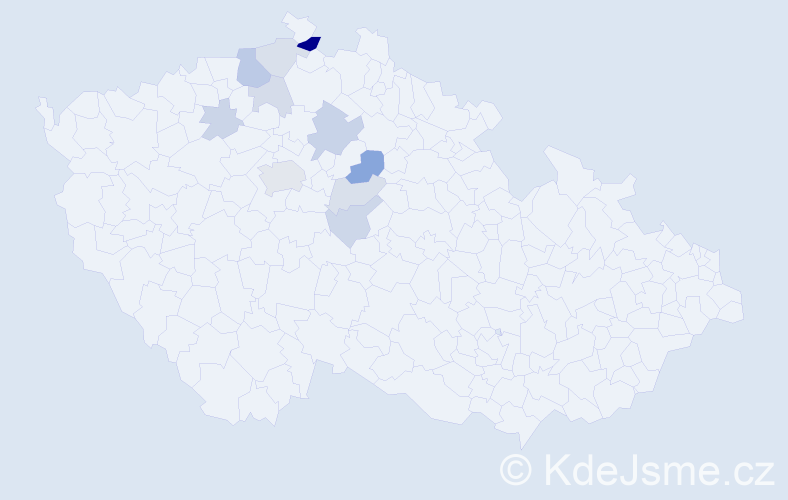 Příjmení: 'Louka', počet výskytů 23 v celé ČR