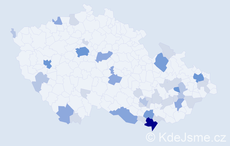 Příjmení: 'Mikulič', počet výskytů 96 v celé ČR