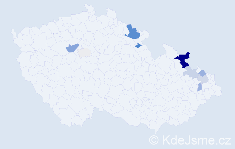 Příjmení: 'Kolbeová', počet výskytů 20 v celé ČR