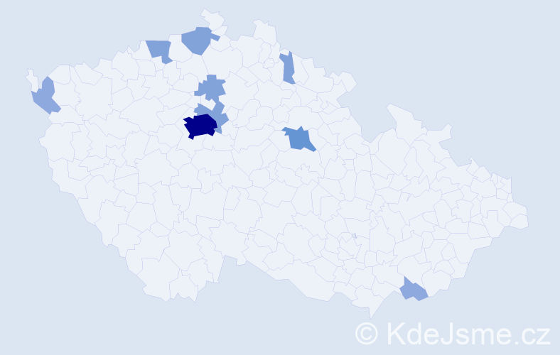 Příjmení: 'Kalfař', počet výskytů 23 v celé ČR