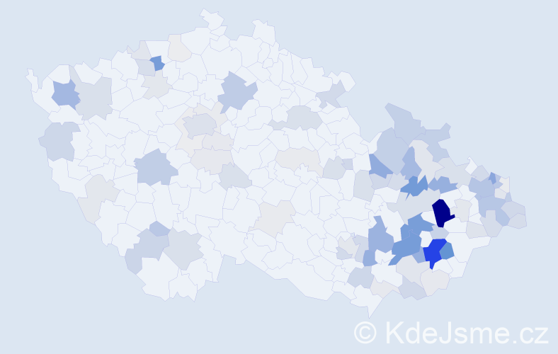 Příjmení: 'Chrastina', počet výskytů 309 v celé ČR