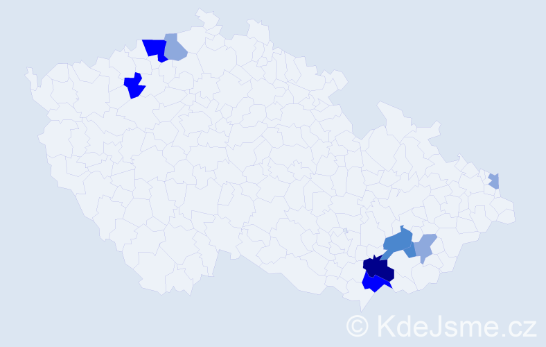 Příjmení: 'Kluďáková', počet výskytů 24 v celé ČR
