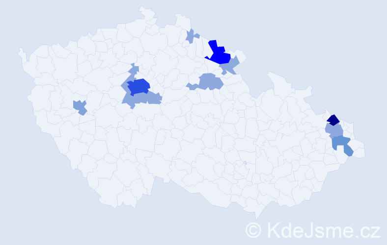 Příjmení: 'Dinter', počet výskytů 31 v celé ČR