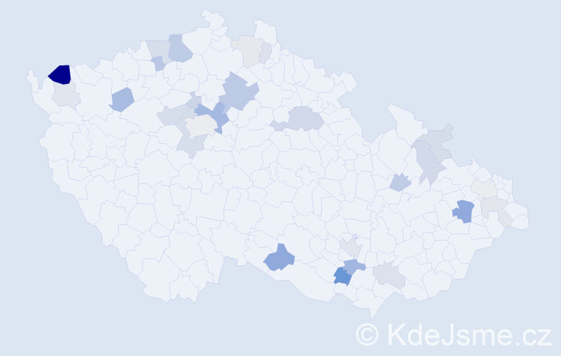 Příjmení: 'Kertész', počet výskytů 56 v celé ČR