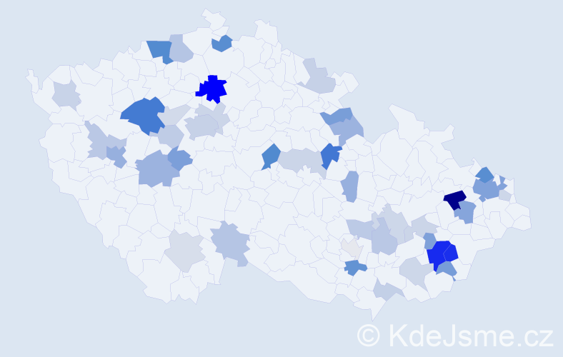 Příjmení: 'Bobáková', počet výskytů 99 v celé ČR