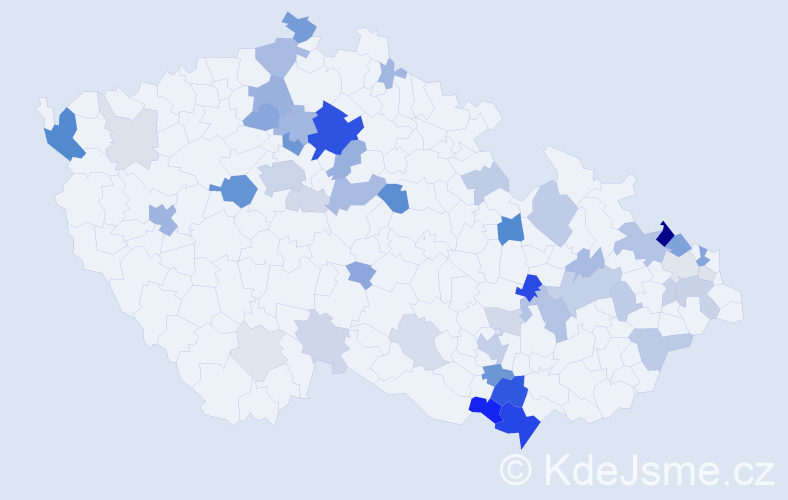 Příjmení: 'Kern', počet výskytů 150 v celé ČR