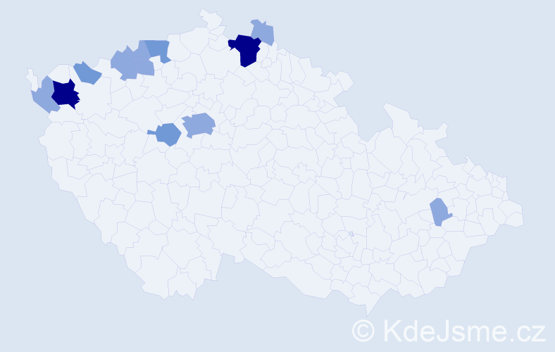 Příjmení: 'Grajcár', počet výskytů 25 v celé ČR
