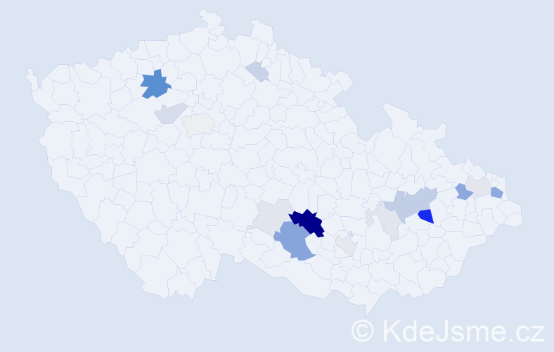 Příjmení: 'Kundelová', počet výskytů 53 v celé ČR