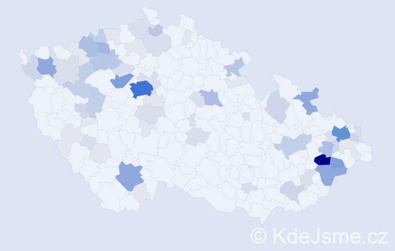 Příjmení: 'Zetek', počet výskytů 267 v celé ČR