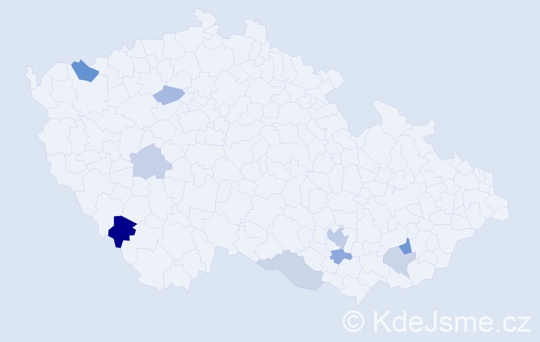 Příjmení: 'Bódiš', počet výskytů 16 v celé ČR