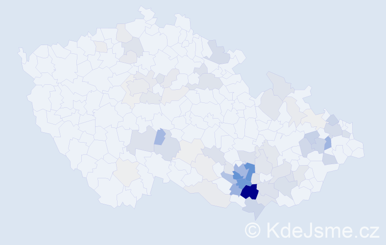 Příjmení: 'Mrkvicová', počet výskytů 287 v celé ČR