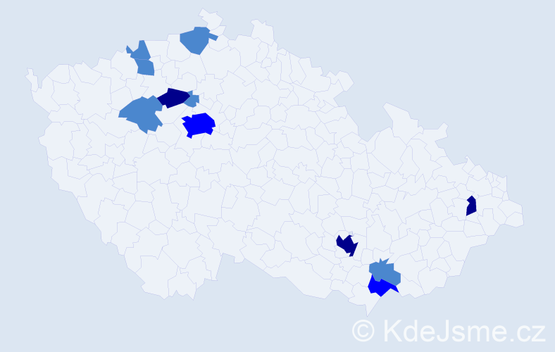 Příjmení: 'Demovičová', počet výskytů 19 v celé ČR
