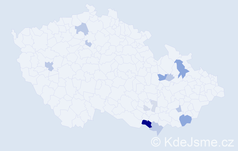 Příjmení: 'Štyksová', počet výskytů 43 v celé ČR