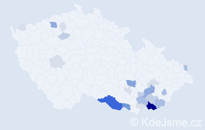 Příjmení: 'Bajko', počet výskytů 77 v celé ČR