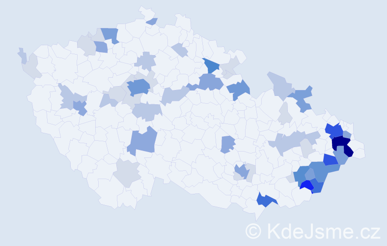 Příjmení: 'Chovančíková', počet výskytů 190 v celé ČR