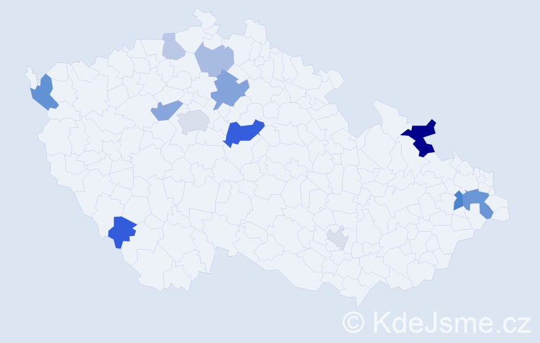 Příjmení: 'Kaniaková', počet výskytů 26 v celé ČR
