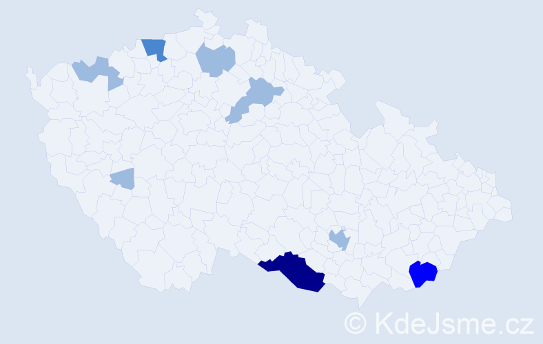 Příjmení: 'Pirová', počet výskytů 16 v celé ČR