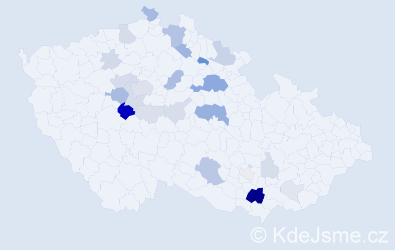 Příjmení: 'Plotová', počet výskytů 77 v celé ČR