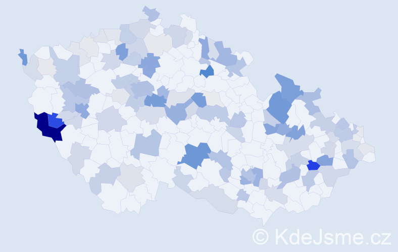 Příjmení: 'Wiesner', počet výskytů 436 v celé ČR