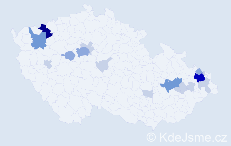 Příjmení: 'Klimčáková', počet výskytů 47 v celé ČR
