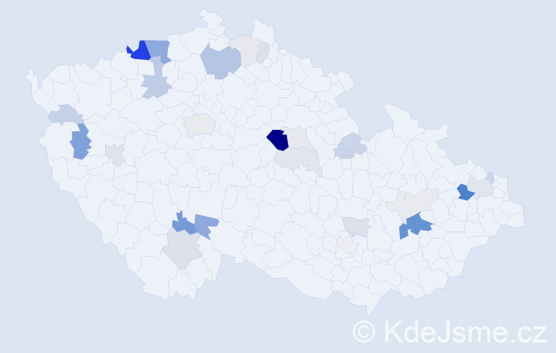 Příjmení: 'Kóša', počet výskytů 87 v celé ČR