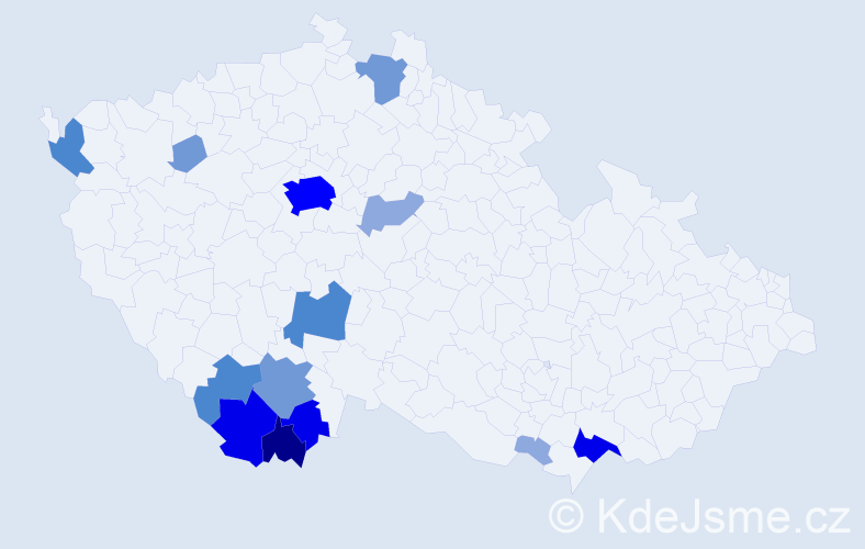 Příjmení: 'Bireš', počet výskytů 42 v celé ČR