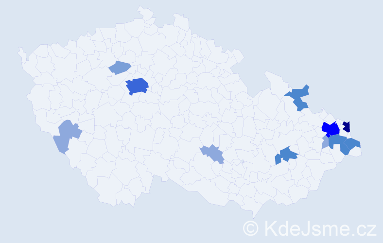 Příjmení: 'Hankus', počet výskytů 33 v celé ČR