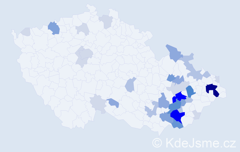 Příjmení: 'Cvek', počet výskytů 116 v celé ČR