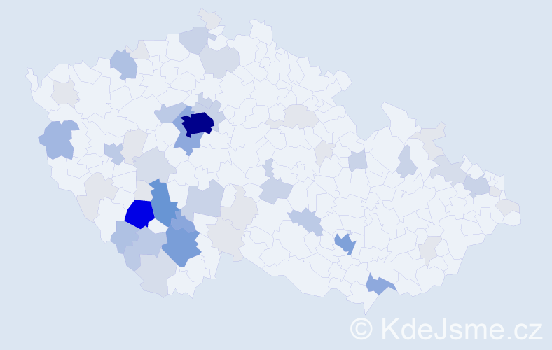 Příjmení: 'Komrska', počet výskytů 205 v celé ČR