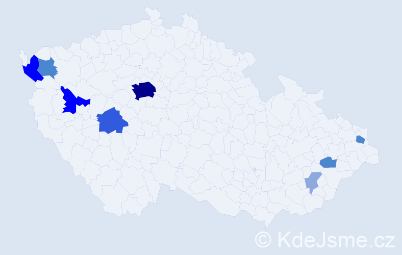 Příjmení: 'Čmok', počet výskytů 23 v celé ČR