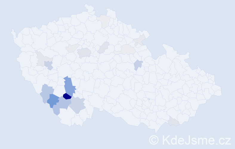 Příjmení: 'Žlábek', počet výskytů 64 v celé ČR