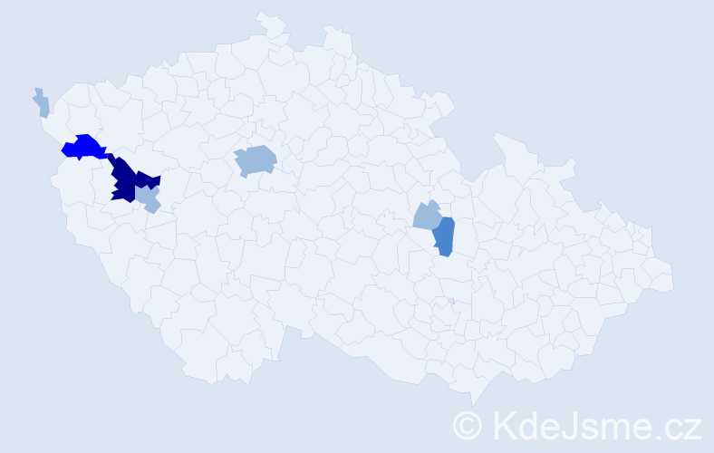 Příjmení: 'Mordaninec', počet výskytů 13 v celé ČR