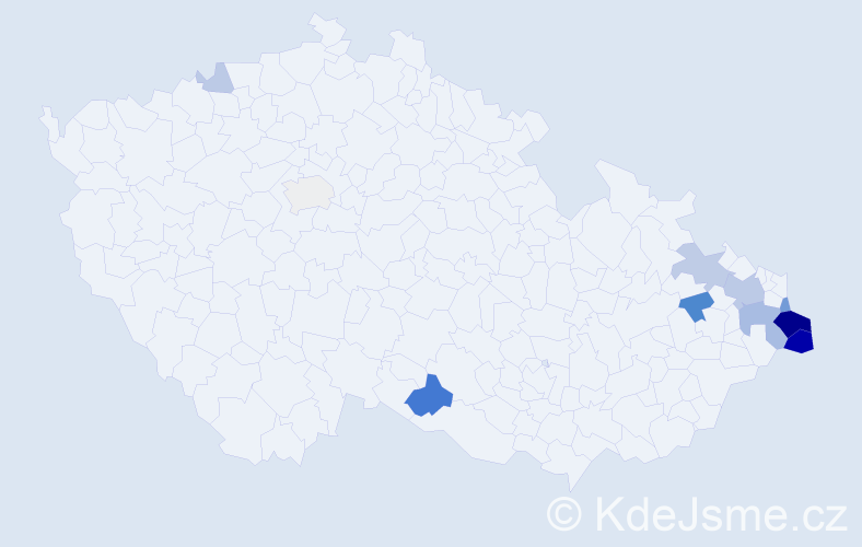Příjmení: 'Wojtyla', počet výskytů 37 v celé ČR